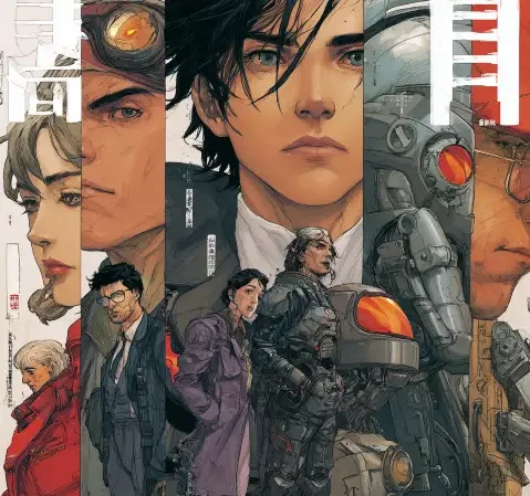 科幻题材漫画作品封面，轨道空间站外观